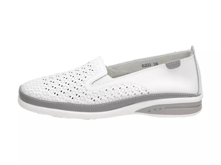 Białe skórzane półbuty damskie S.BARSKI 8203GR