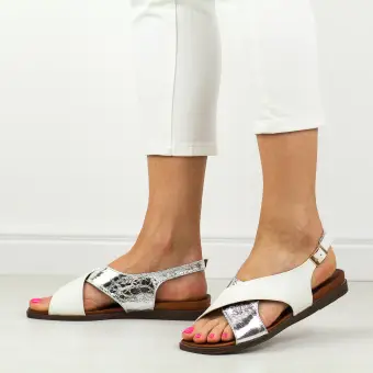 Białe płaskie sandały damskie Sergio Leone Sk074H