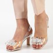 Srebrne silikonowe sandały damskie na szpilce, transparentne SABATINA 1014-B
