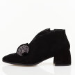 Czarno skórzane botki damskie na obcasie DiA 52-182