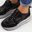Czarne sneakersy damskie na platformie POTOCKI 12025