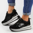 Czarne sneakersy damskie na platformie POTOCKI 12025