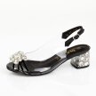 Czarne silikonowe sandały damskie na obcasie z kryształami, transparentne DiA X1012
