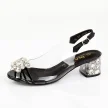 Czarne silikonowe sandały damskie na obcasie z kryształami, transparentne DiA X1012