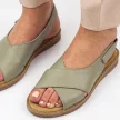 Zielone skórzane sandały damskie płaskie MUYA 422213