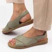 Zielone skórzane sandały damskie płaskie MUYA 422213