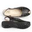 Czarne skórzane POLSKIE sandały damskie na koturnie GREGORS 960