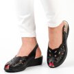 Czarne skórzane POLSKIE sandały damskie na koturnie GREGORS 960