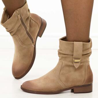 Khaki zamszowe botki damskie Jezzi 9180