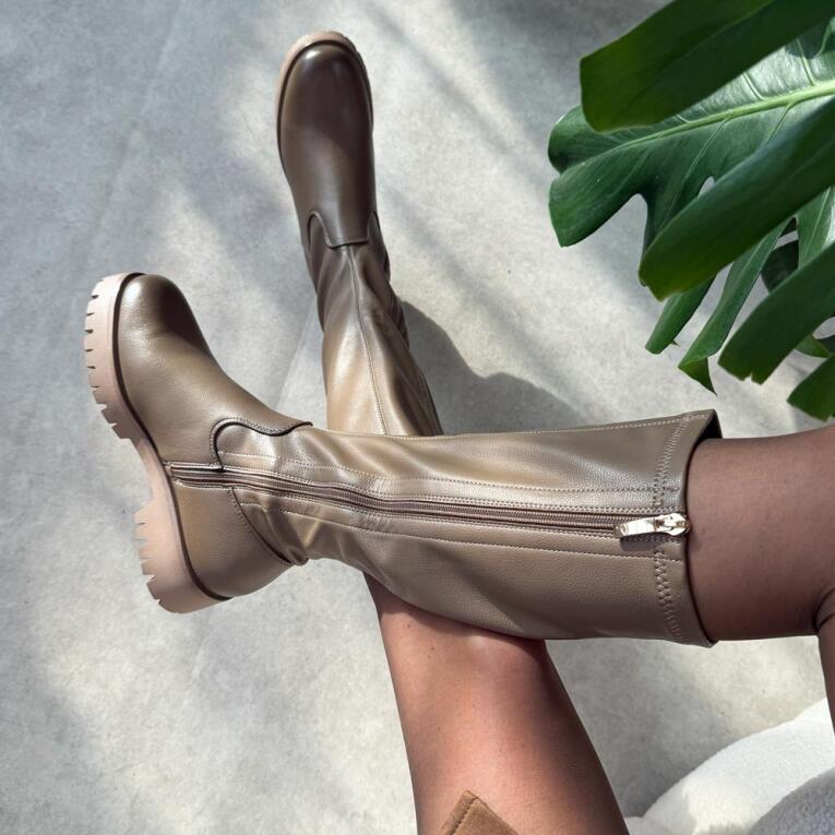 Khaki kozaki damskie Potocki 12729