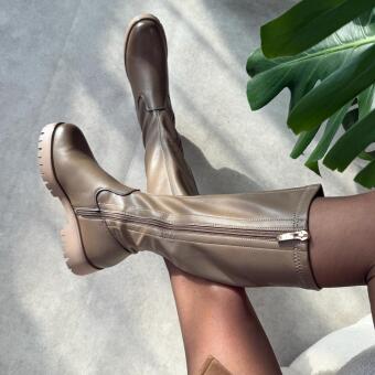 Khaki kozaki damskie Potocki 12729