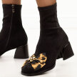 Czarne zamszowe botki damskie na obcasie DiA 52-827