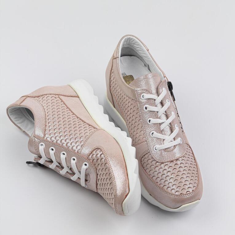 Różowe skórzane półbuty damskie, sneakersy T.SOKOLSKI 455