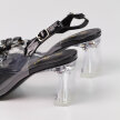 Czarne silikonowe sandały damskie na słupku z kryształami, transparentne DiA MR-C1