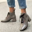Taupe lakierowane botki damskie na obcasie DiA 870-66