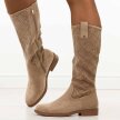 Beżowe jesienne ażurowe kozaki damskie S.Barski 534