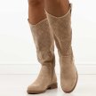 Beżowe jesienne ażurowe kozaki damskie S.Barski 534