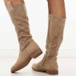 Beżowe jesienne ażurowe kozaki damskie S.Barski 534