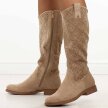 Beżowe jesienne ażurowe kozaki damskie S.Barski 534