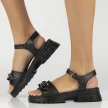 Czarne skórzane sandały damskie na platformie FILIPPO DS4614/23