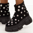 Czarne zamszowe botki damskie na platformie z kryształami DiA 52-205