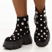 Czarne zamszowe botki damskie na platformie z kryształami DiA 52-205