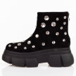 Czarne zamszowe botki damskie na platformie z kryształami DiA 52-205