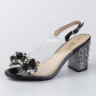 Czarne silikonowe sandały damskie na słupku z ozdobą, transparentne DiA 1037-17