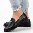 Czarne skórzane loafersy, mokasyny damskie La.Fi 015B-QN