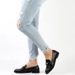 Czarne skórzane loafersy, mokasyny damskie La.Fi 015B-QN