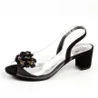 Czarne silikonowe sandały damskie na obcasie z kryształami, transparentne SABATINA 2014-o