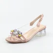Beżowe silikonowe sandały damskie na obcasie z kryształami, transparentne SERGIO LEONE SK047