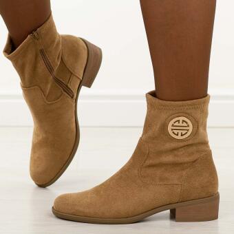 Beżowe zamszowe botki damskie Jezzi asa198-28