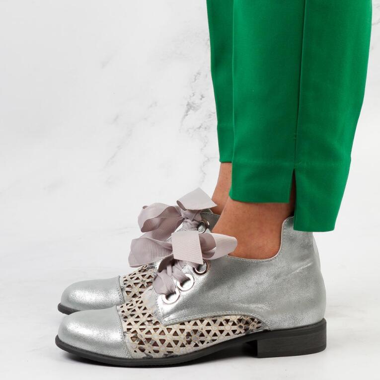 Srebrne wiosenne botki damskie JEZZI ASA142-6