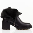 Czarne skórzane botki damskie na traperze Cambell 29312