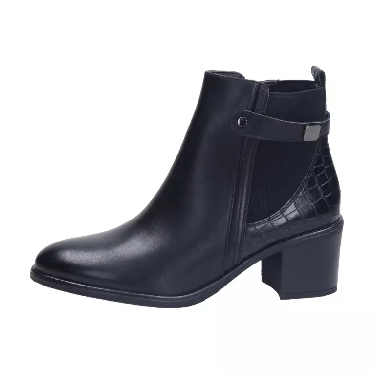 Czarne botki damskie na obcasie SERGIO LEONE BT630 PU