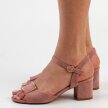 Różowe zamszowe sandały damskie na obcasie SERGIO LEONE SK806 MIC