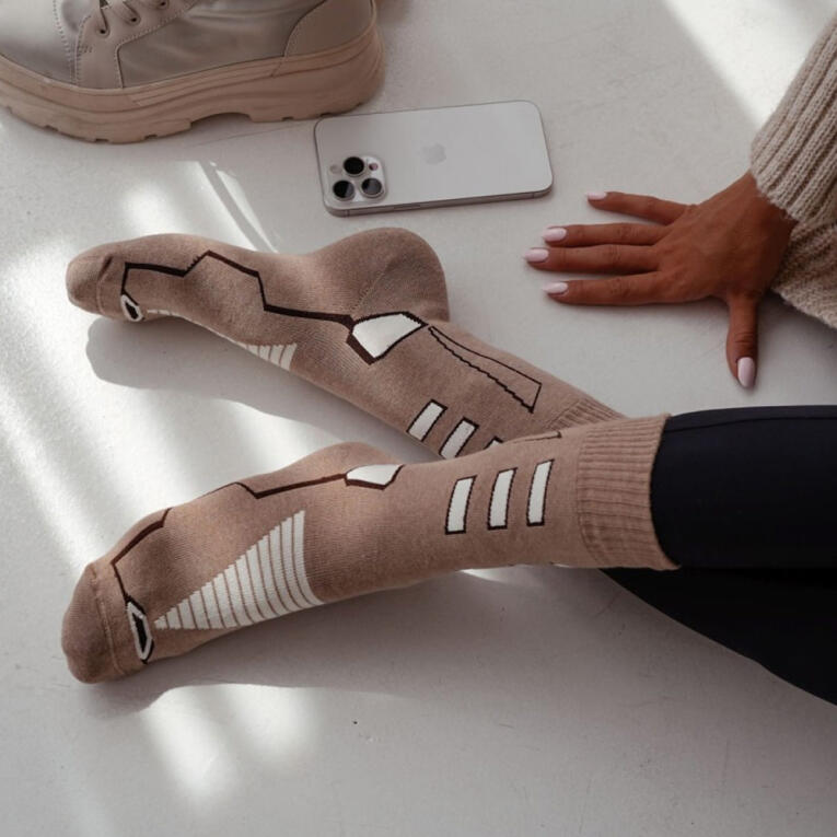 Beżowe skarpetki damskie TERMO-SILVER 1206