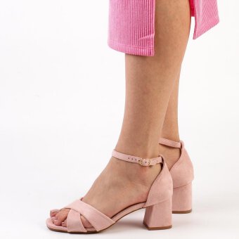 Różowe sandały damskie na słupku z zakrytą piętą VINCEZA 20151