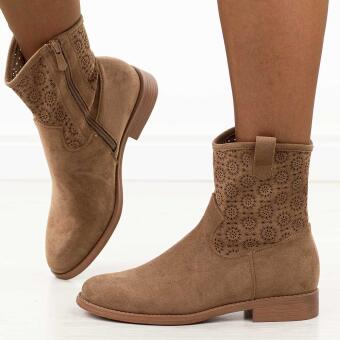 Coffee jesienne zamszowe ażurowe botki damskie S.Barski 52-530