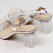 Srebrne silikonowe sandały damskie na słupku z kryształami, transparentne DiA MR-D1