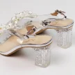 Srebrne silikonowe sandały damskie na słupku z kryształami, transparentne DiA MR-D1