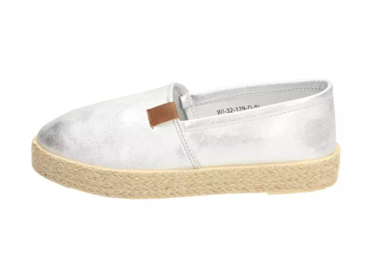 Slip On Srebrne espadryle damskie Wishot 129