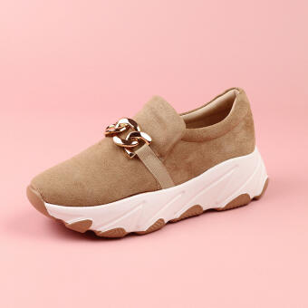 Beżowe półbuty damskie z łańcuchem, sneakersy Potocki 12035
