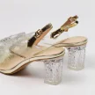 Złote silikonowe sandały damskie na słupku z kokardą, transparentne DiA MR-K1