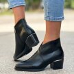 Czarne PU botki damskie zimowe na obcasie VINCEZA 58125