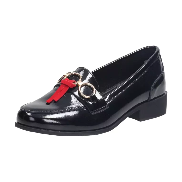Czarne mokasyny damskie FILIPPO DP3173/21 SKÓRA LAKIER
