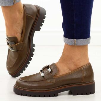 Brązowe skórzane mokasyny damskie Sergio Leone 25166