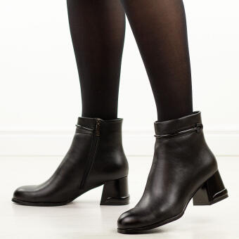 Czarne botki damskie na obcasie Potocki 12292