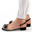 Czarne silikonowe sandały damskie na obcasie, transparentne SABATINA 380-9